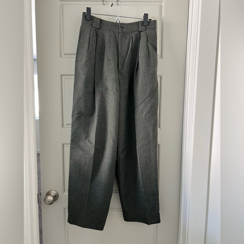 Vintage Giorgio Sant Angelo olive green/gray herringbone 100% wool pants S
